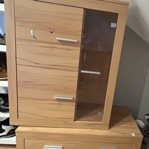 Schrankwand mit Vitrine - Buche