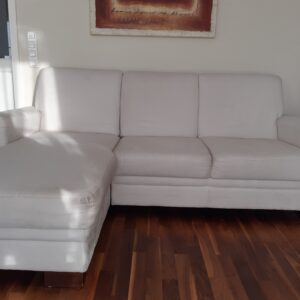 Sofa 3-Sitzer mit Ottomane, cremeweiß