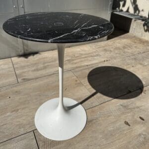 Vintage 1960er Knoll Marmor Beistelltisch Sockel Grau + Weiß
