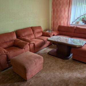 Wohnzimmer Couchgarnitur 3-2-1 Set + 2 Hocker