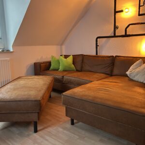 Eckdofa mit Sessel und XXL Polsterhocker